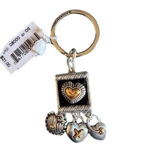 Brighton Heart Charm Keychain – Silver & Gold Two-Tone